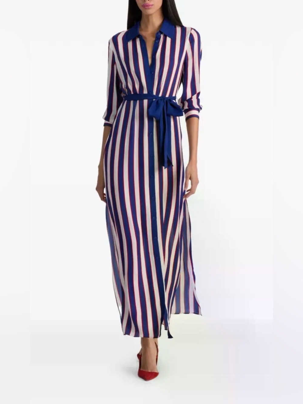 Alice + Olivia Chassidy striped-pattern shirt dress twilight blue Sz XS new $595 - Picture 3 of 10
